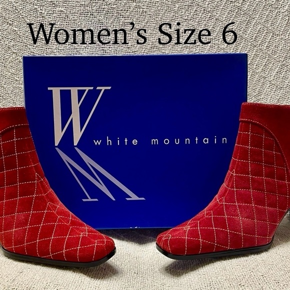 WHITE MOUNTAIN WOMEN’S RED SUEDE ANKLE BOOTIES SIZE 6 - Picture 13 of 13